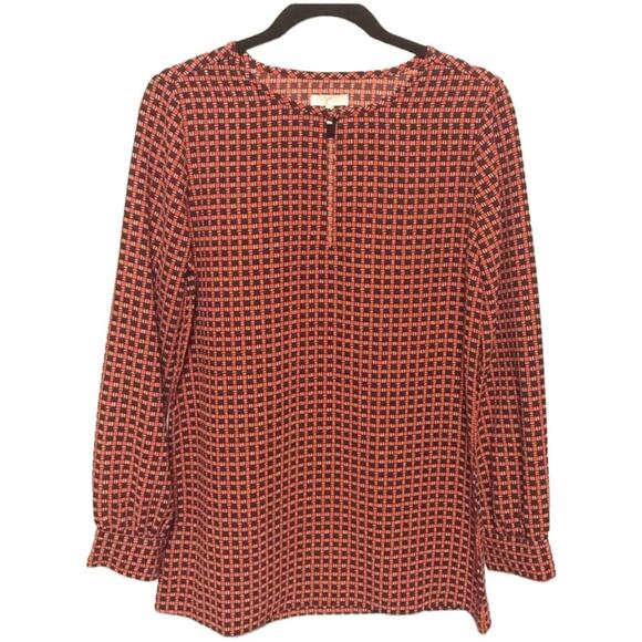 Joie Keyhole Geometric Print Split Neck Top Medium EUC - Picture 1 of 6